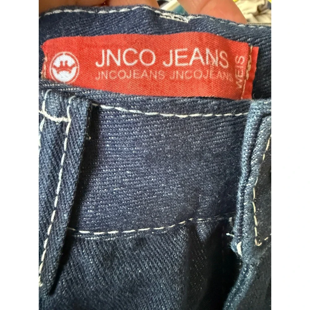JNCO‎ Jeans Mens Dark Wash Wide Leg Baggy Denim Four Aces Flame Graphic 90s Y2K